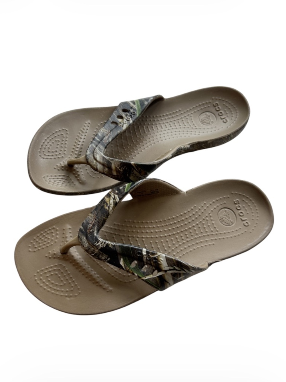 Crocs camo flip-flops Realtree-style camouflage strap Size 8